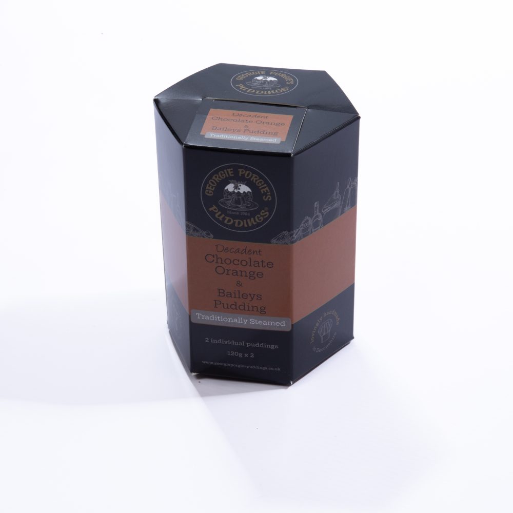 Decadent Chocolate Orange & Baileys Pudding - Gift boxed 2 x 120g puddings (no muslin cloth)